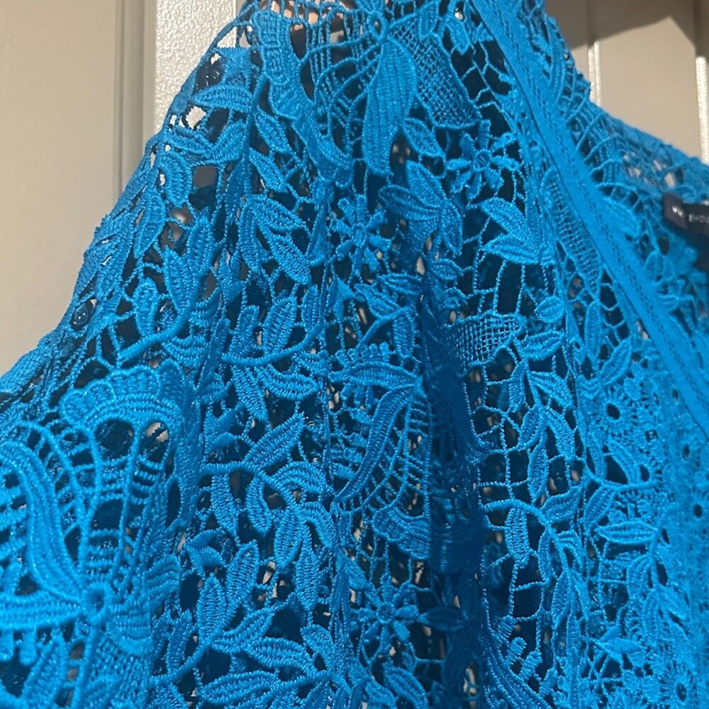 WHBM Teal Eyelet Lace Top L - Picture 5 of 8